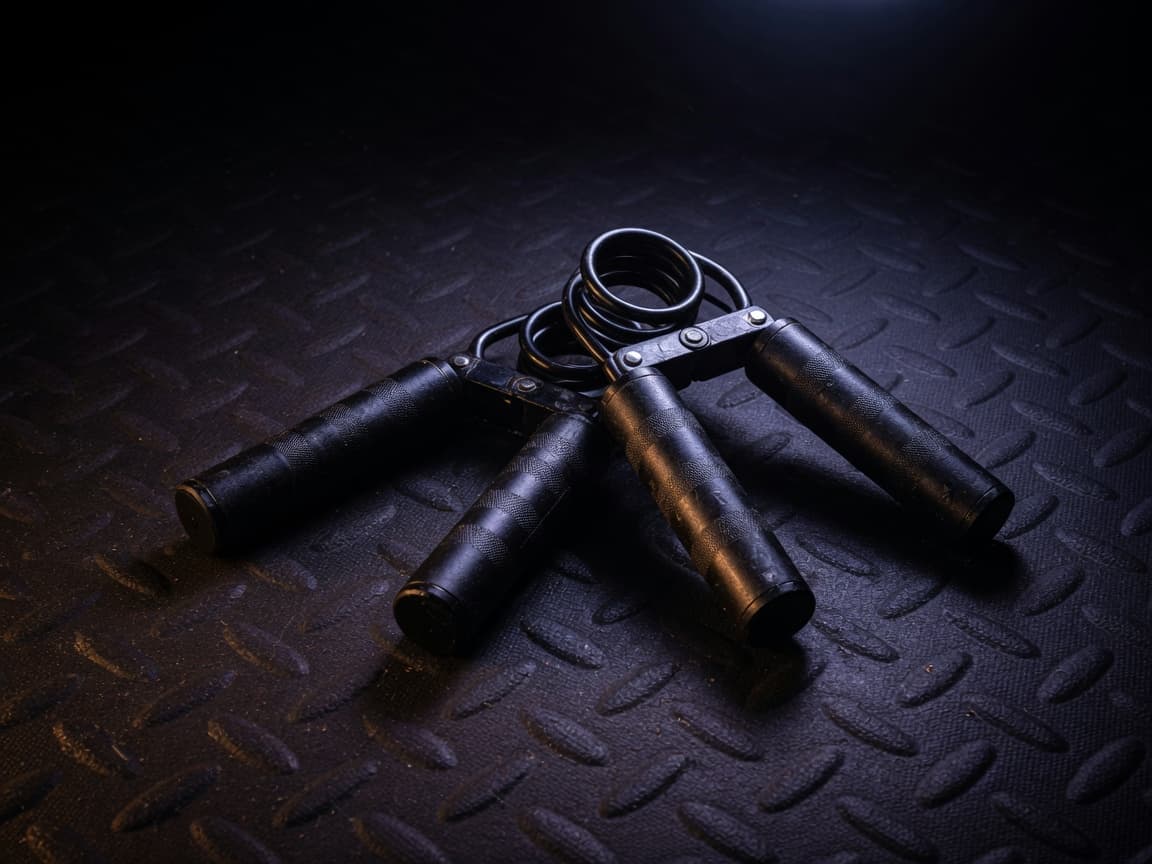 Heavy-duty grip strengthener hand grippers on a gym floor