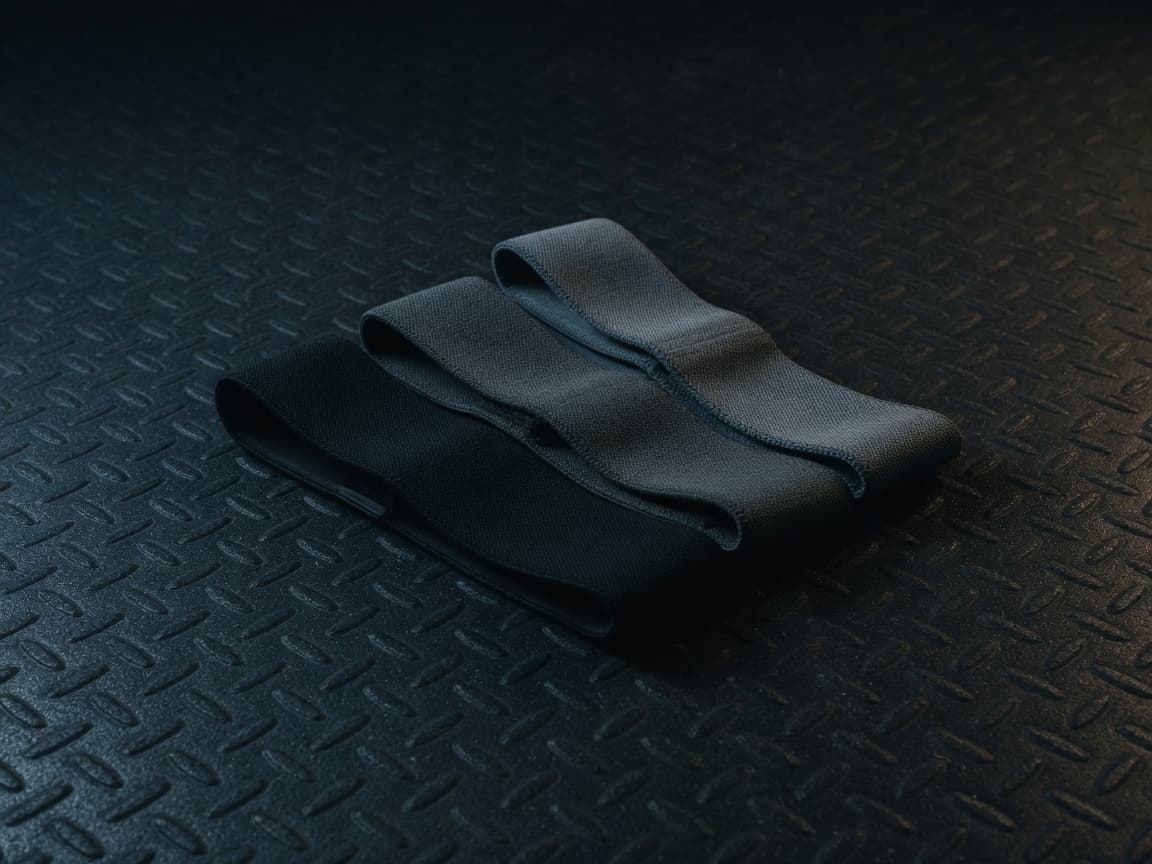 Fabric resistance bands on gym flooring