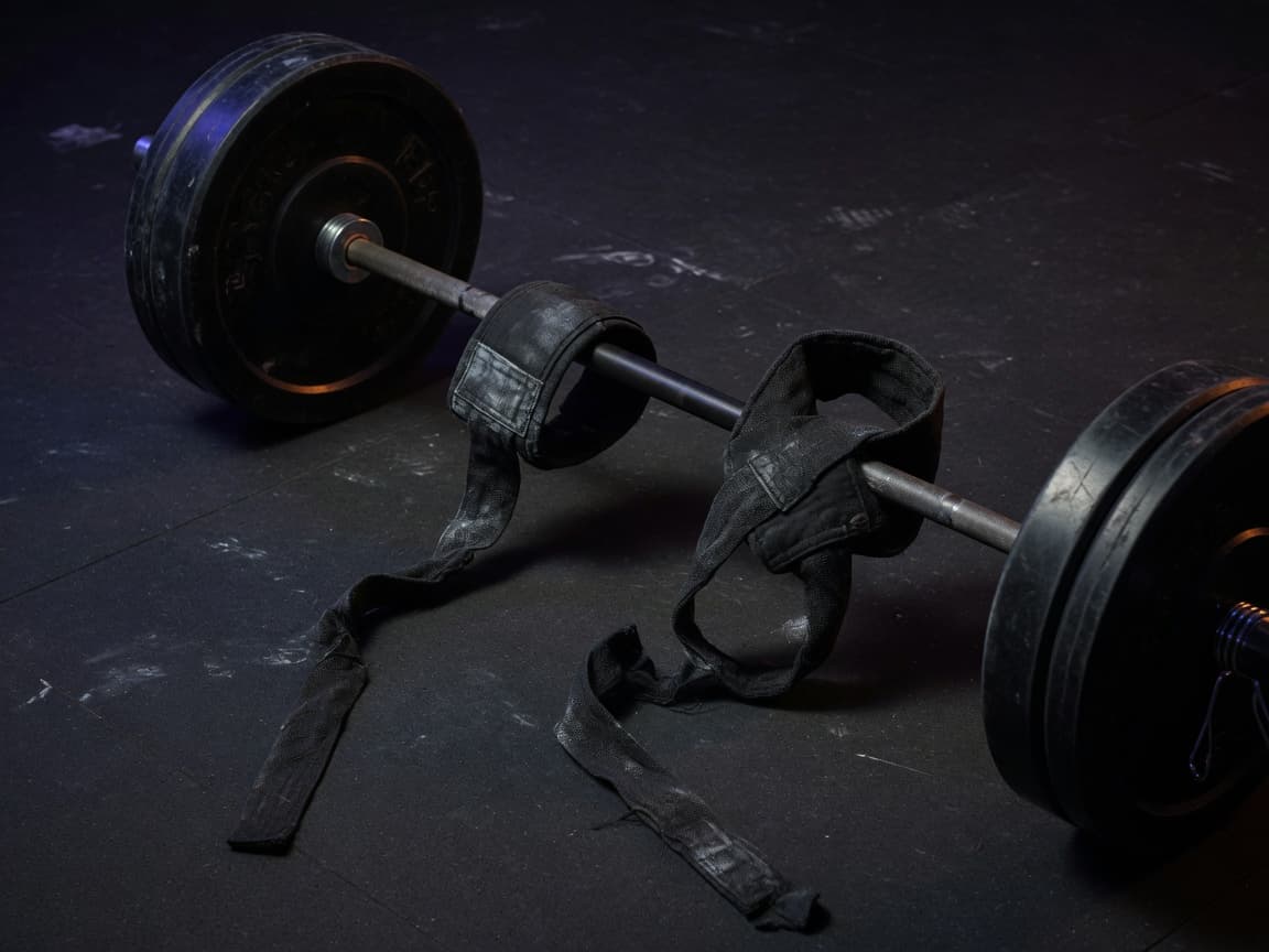 Lifting straps on a barbell